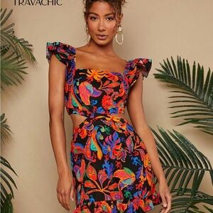 SHEIN Vibrant Floral Mini Dress with Cutouts